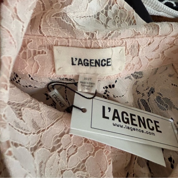 NWT L’AGENCE Andrea Lace Button Down Blouse in Blush Pink Sz XS - Picture 8 of 9
